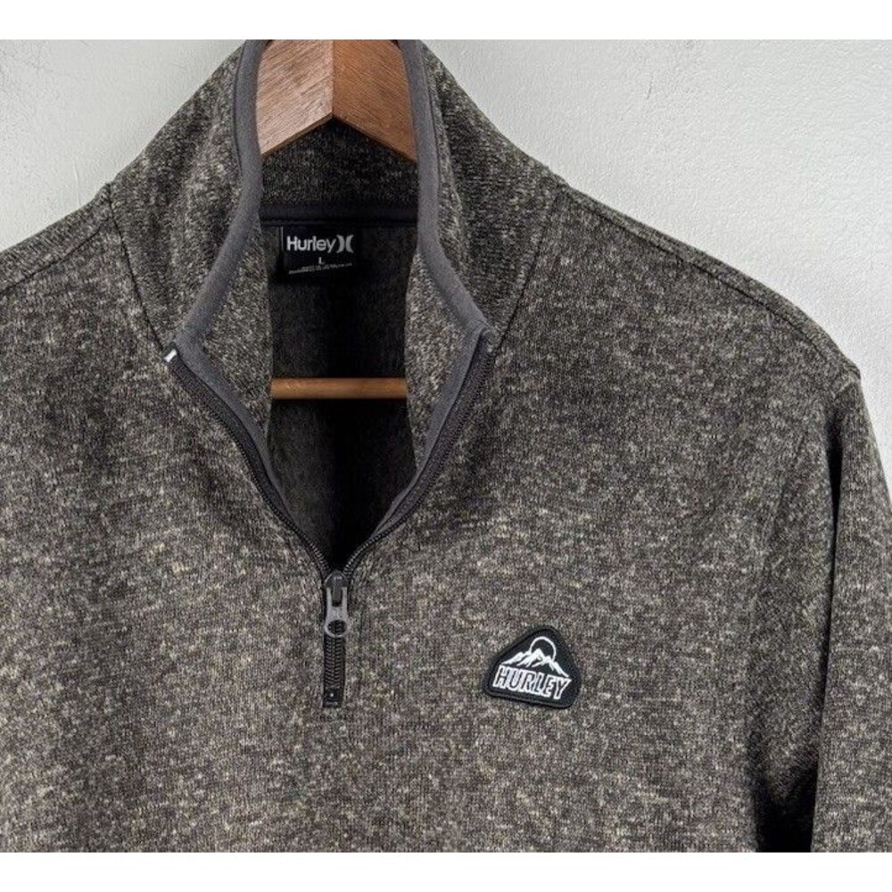 Hurley Sweater Mens Large Brown Quarter Zip Pullover Outdoor Fleece Soft EUC